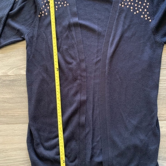 Blue studded cozy soft Lagen look cardigan, career work sweater Small - Picture 5 of 13
